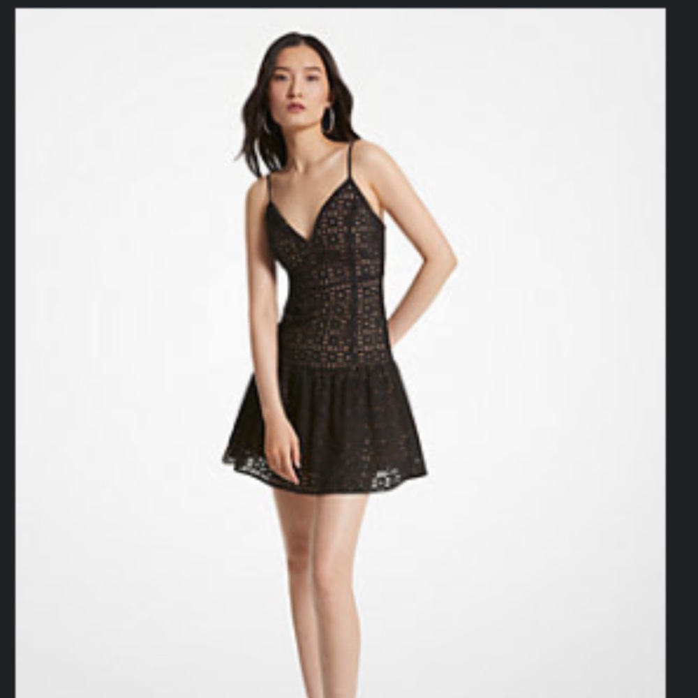 MICHAEL by Michael Kors Black Eyelet Cotton Dress NEW WITH TAGS